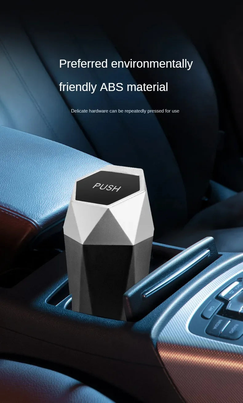 Mini Car Trash Can Portable Dustbin with Lid Leak-proof Auto Trash Bin for Automotive Home Bedroom Office Garbage Storage Box
