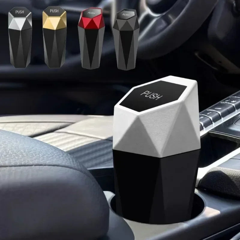 Mini Car Trash Can Portable Dustbin with Lid Leak-proof Auto Trash Bin for Automotive Home Bedroom Office Garbage Storage Box
