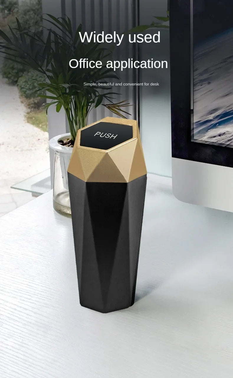 Mini Car Trash Can Portable Dustbin with Lid Leak-proof Auto Trash Bin for Automotive Home Bedroom Office Garbage Storage Box