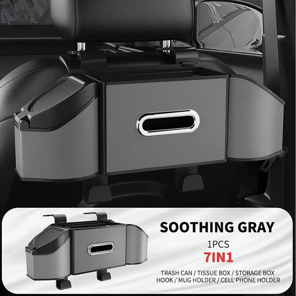 7 In 1 Car Seat Back Cup Holder Storage Box Tissue Box With Hook Auto Backseat Organizer Car Phone Holder For Auto Interior D4I6