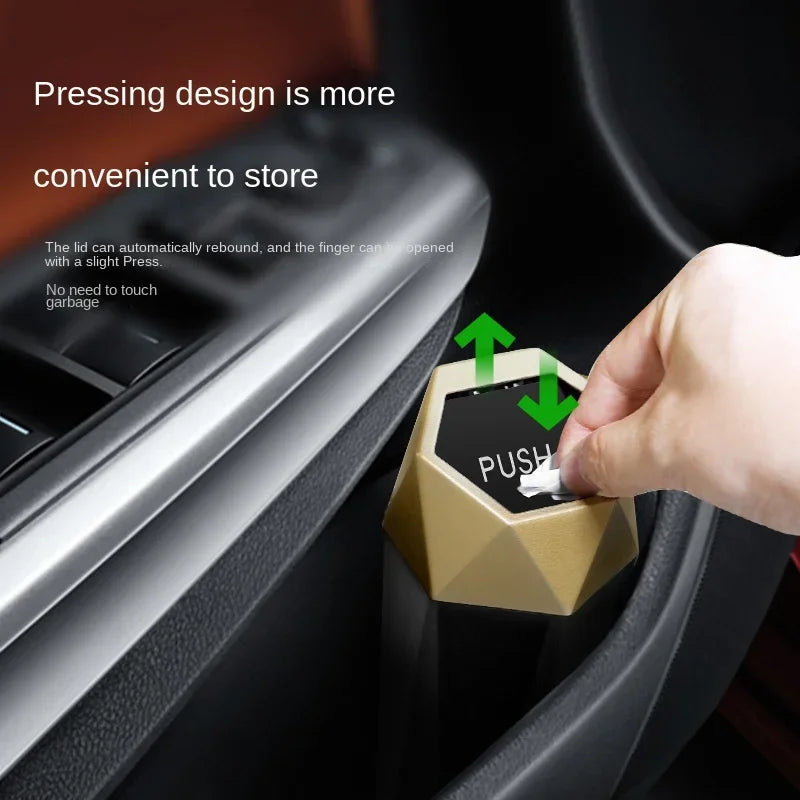Mini Car Trash Can Portable Dustbin with Lid Leak-proof Auto Trash Bin for Automotive Home Bedroom Office Garbage Storage Box