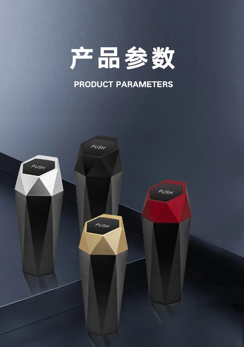 Mini Car Trash Can Portable Dustbin with Lid Leak-proof Auto Trash Bin for Automotive Home Bedroom Office Garbage Storage Box
