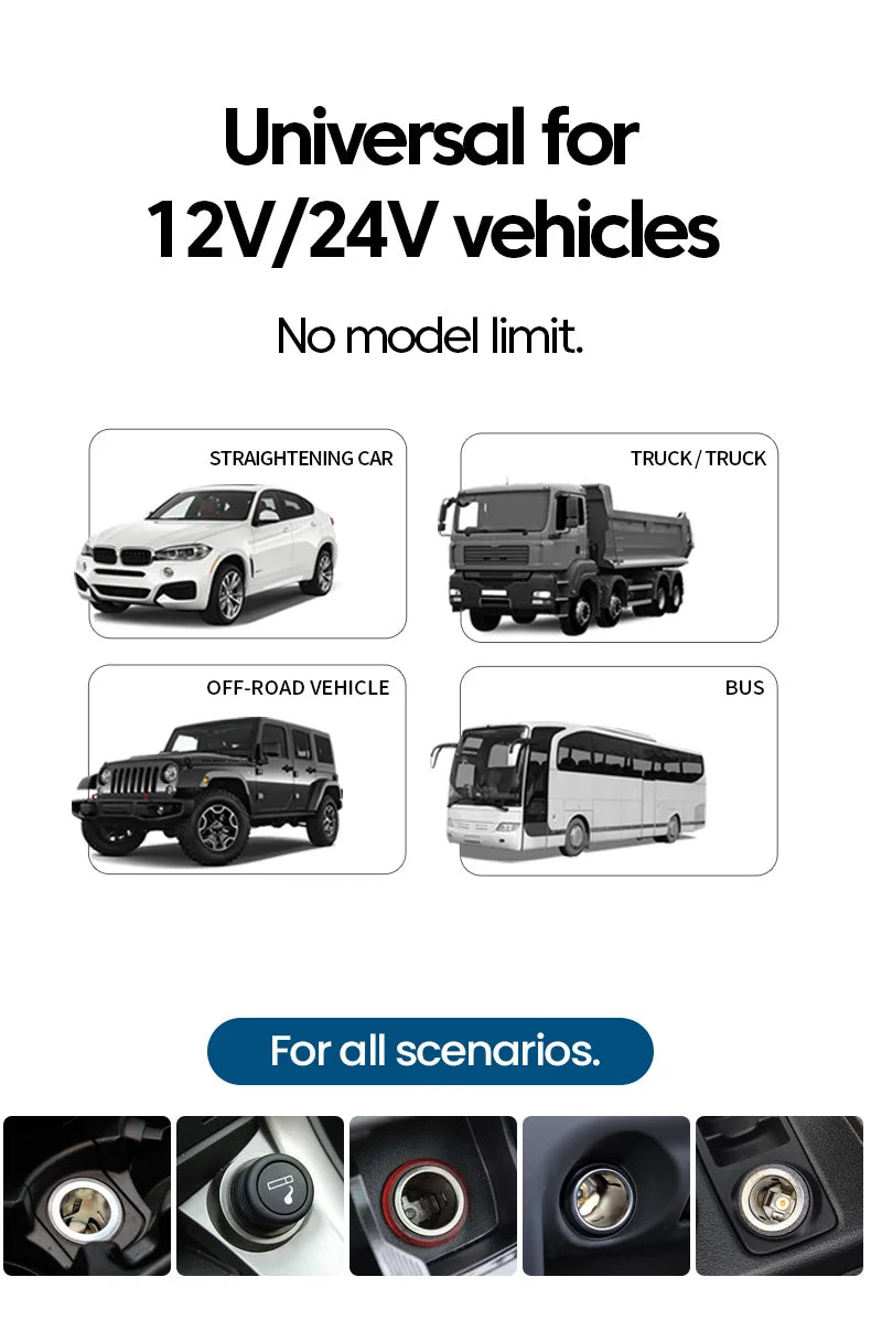 7-in-1 Retractable Car Charger Fast Charging USB Type-C Power Adapter With LED Retractable Cable for iPhone Xiaomi