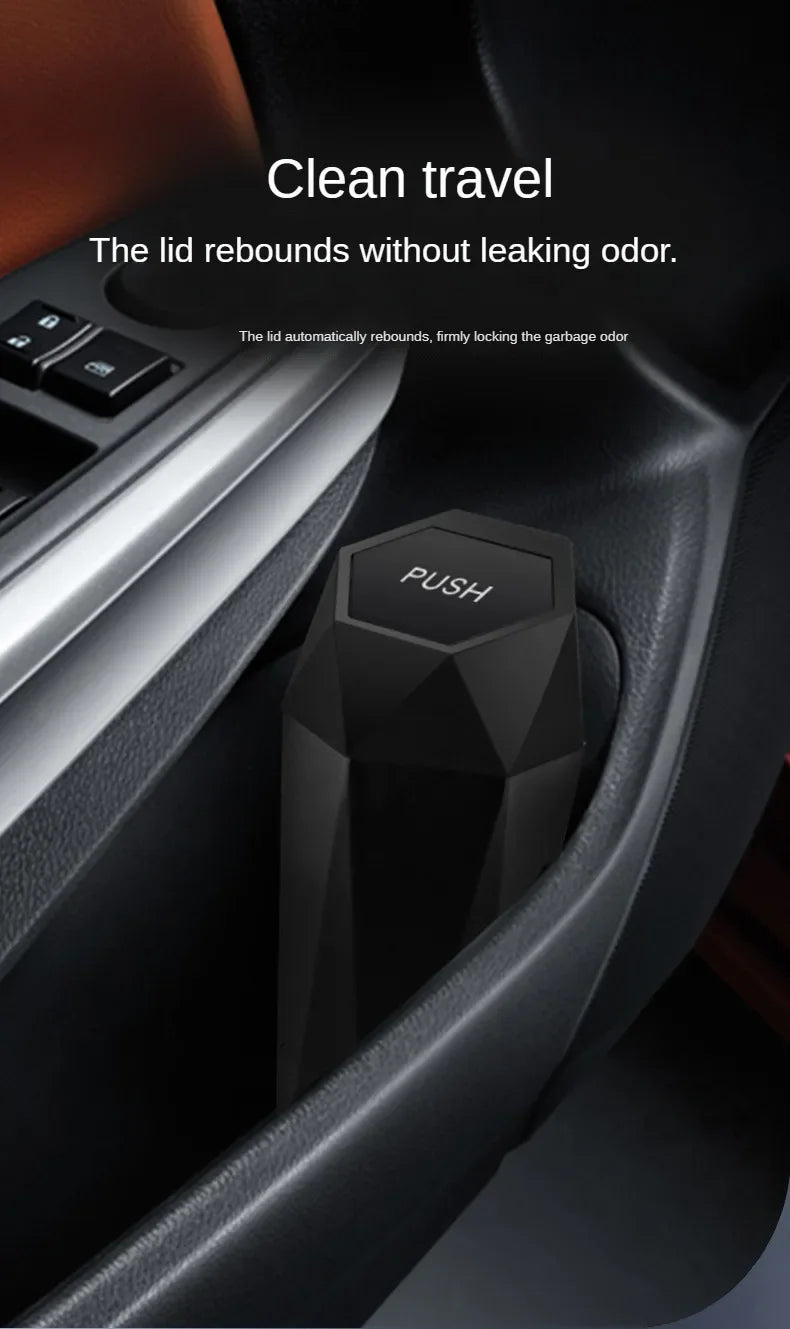 Mini Car Trash Can Portable Dustbin with Lid Leak-proof Auto Trash Bin for Automotive Home Bedroom Office Garbage Storage Box