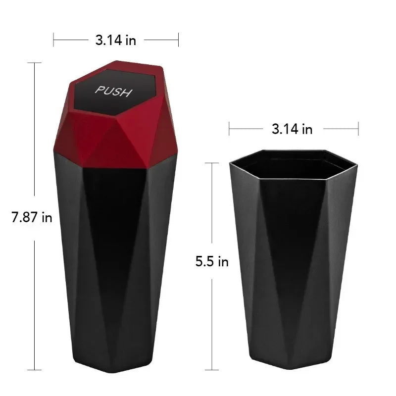 Mini Car Trash Can Portable Dustbin with Lid Leak-proof Auto Trash Bin for Automotive Home Bedroom Office Garbage Storage Box